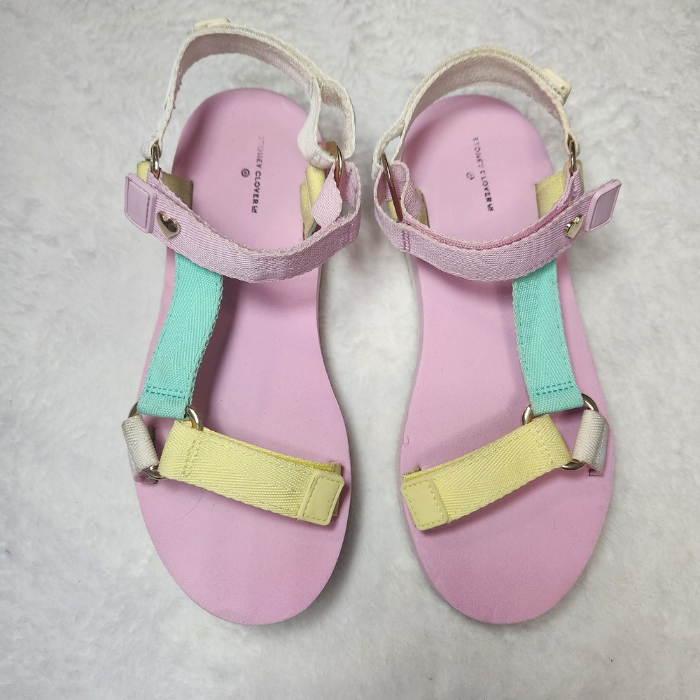 Stoney Clover Lane Pastel Colorblock Platform Sandals Pink VSCO Girl 7 Whimsical